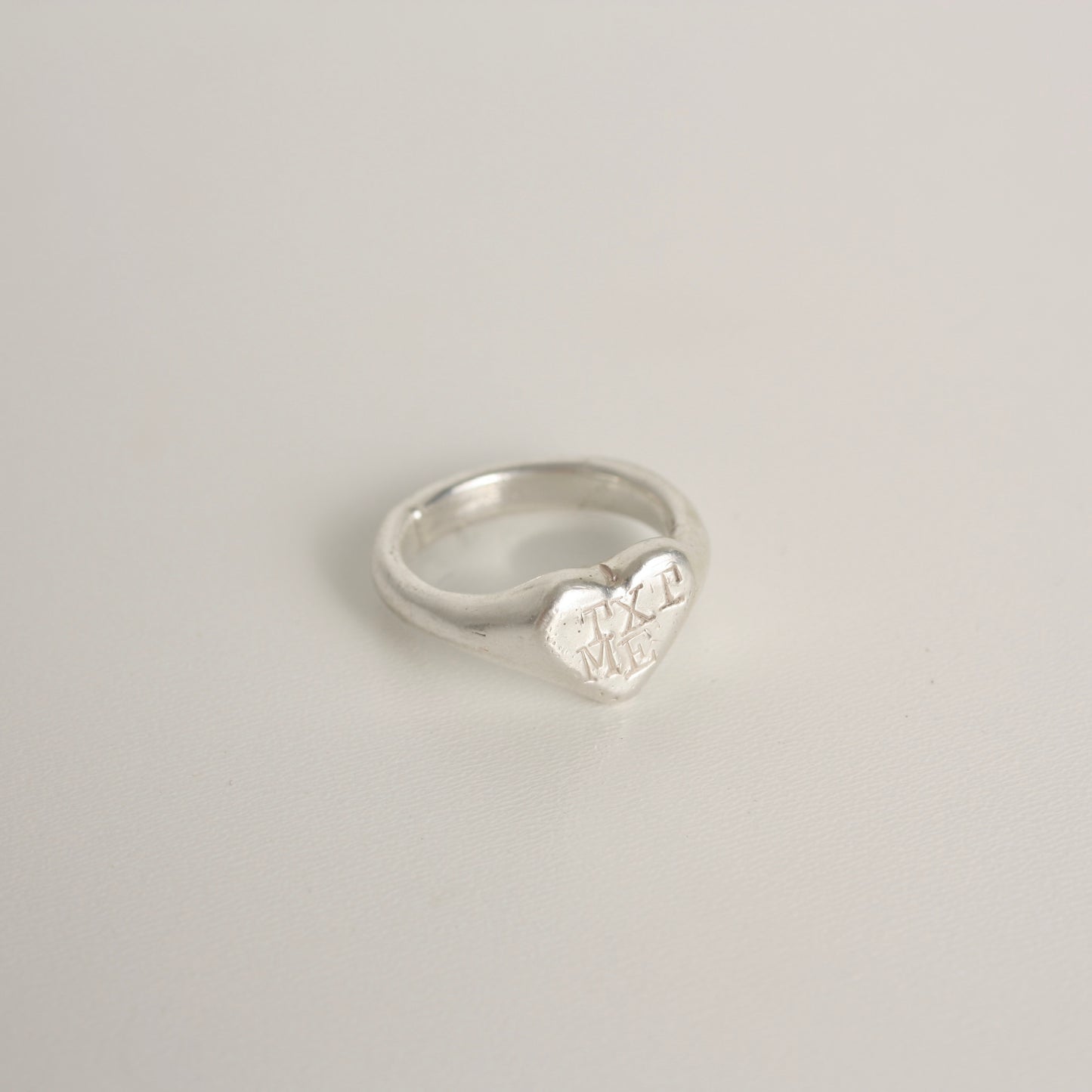 txt me <3 silver ring